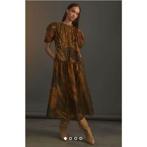 Anthropologie x Roopa Pemmaraju Beaded Silk Organza Maxi Dress Size XL